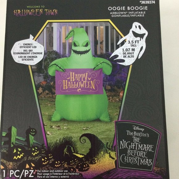 Oogie Boogie 3.5' Lighted Airblown Inflatable Decor Nightmare Before Christmas - Picture 2 of 2